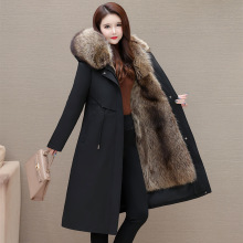 2025新款海宁派克服女可拆卸内胆加绒加厚皮毛一体长款羽绒服狐狸