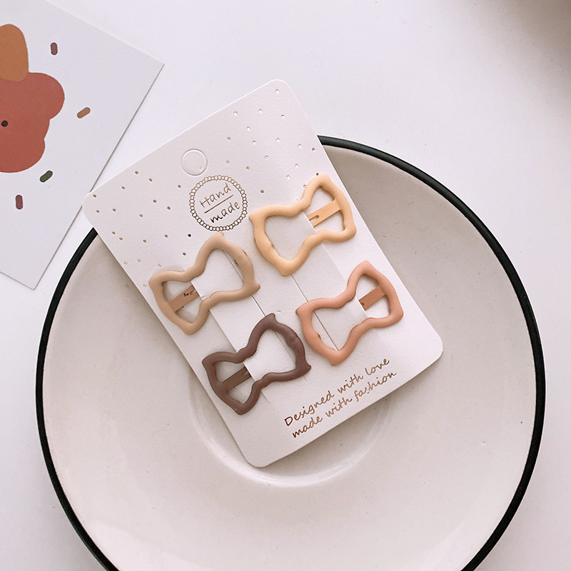 15g Weight Hair Clip Hair Accessories Type 1 Set Quantity Holiday, Daily, Selfie Occasion Metal Material Geometric Pattern Women's Gender Sweet Style New One Card 4 Versatile Basic Frosted Dripping Cream Tea Color BB Clip Five Stars Lovely Heart-Shaped Hair Clips Hair Accessories 14