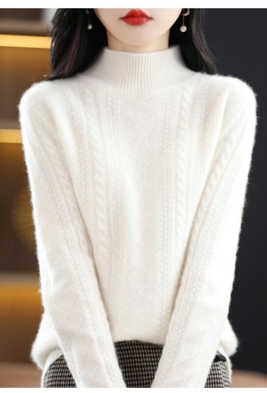 2025 New Autumn and Winter Fashion Youthful Versatile Plus-Size Loose Half-Turtleneck Sweater Thickened Knit Base Shirt Top 2025 New Autumn and Winter Fashion Youthful Versatile Plus-Size Loose Half-Turtleneck Sweater Thickened Knit Base Shirt Top