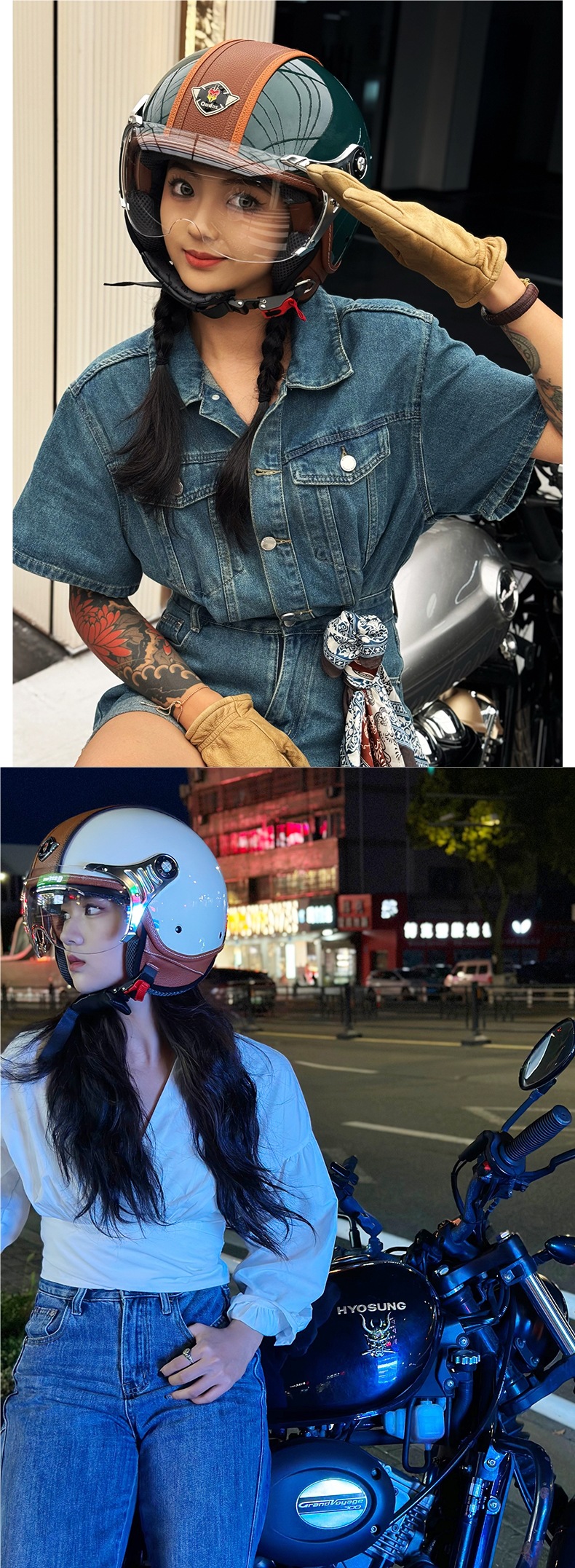 German Qudas Motorcycle Helmet Men's and Women's Retro Four-Season Electric Vehicle Half Helmet Safety Helmet 3C Certification