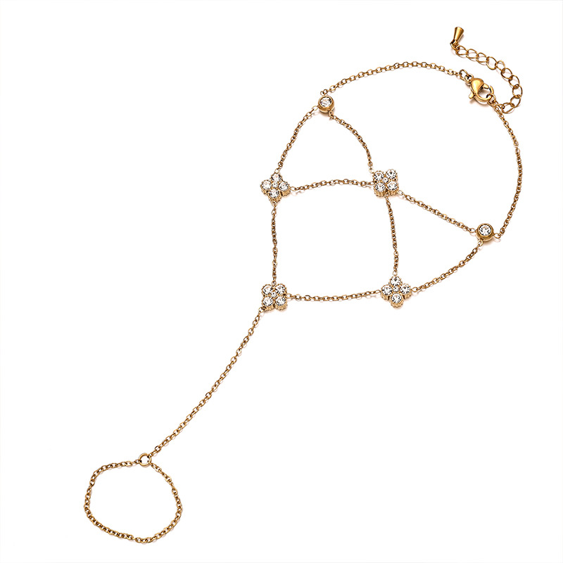 Tina Europa y los Estados Unidos transfronterizos de cuatro hojas turquesa pulsera de dedos anillo de vacaciones de malla de amor pulsera mujer