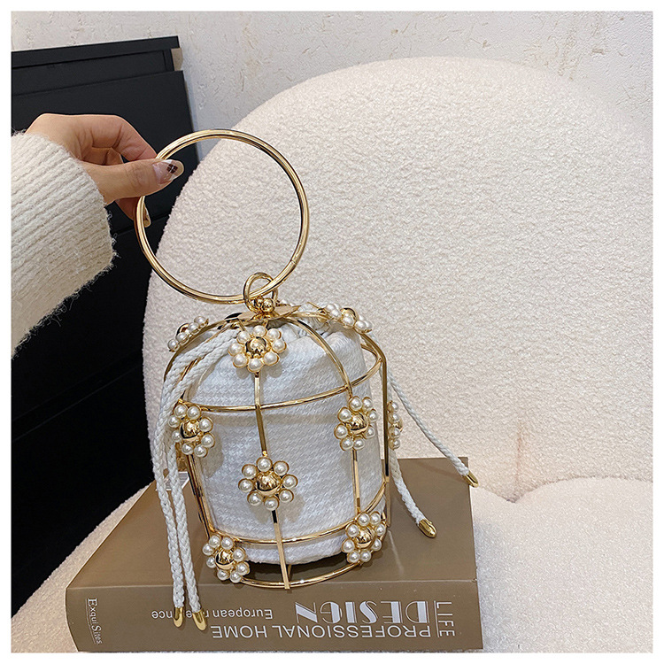 Elegant axelväska med pärlkedja och strass för kvinnor_voghion.com