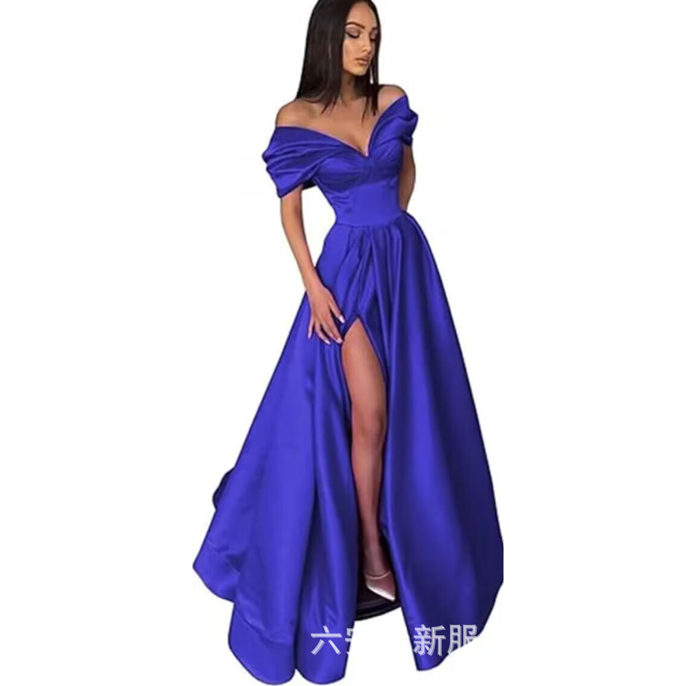 Amazon mujer hombros abiertos corazón vestido de baile largo vestido formal de noche con un vestido abierto