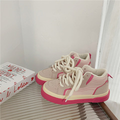 港風原宿中幫帆布鞋女2023秋季學生韓版百搭學生日系小白鞋子代發