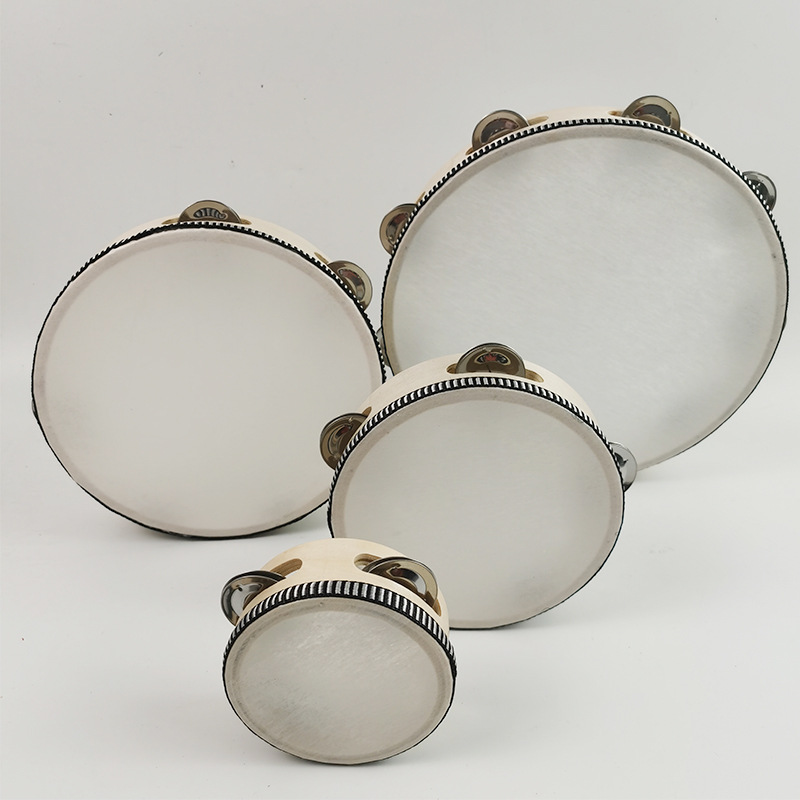 Pequeño pandereta Orff instrumento de percusión 4 pulgadas 6 7 8 pulgadas 10 pulgadas pandereta super fuerte tambor