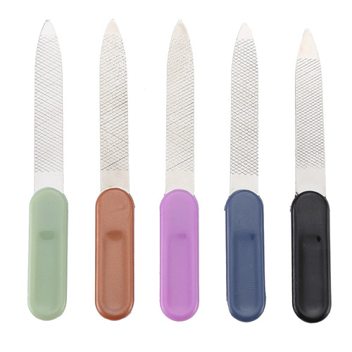 Nail file file multi-color plastic handle stainless steel file double-sided file manicure tool manicure file