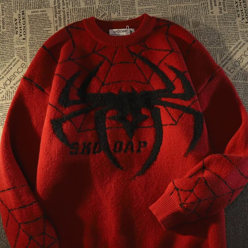 Trendy Brand cityboy Spider Jacquard Crewneck Sweater for Men and Women Autumn and Winter Ins Loose Street Niche High Street Sweater Trendy Brand cityboy Spider Jacquard Crewneck Sweater for Men and Women Autumn and Winter Ins Loose Street Niche High Street Sweater