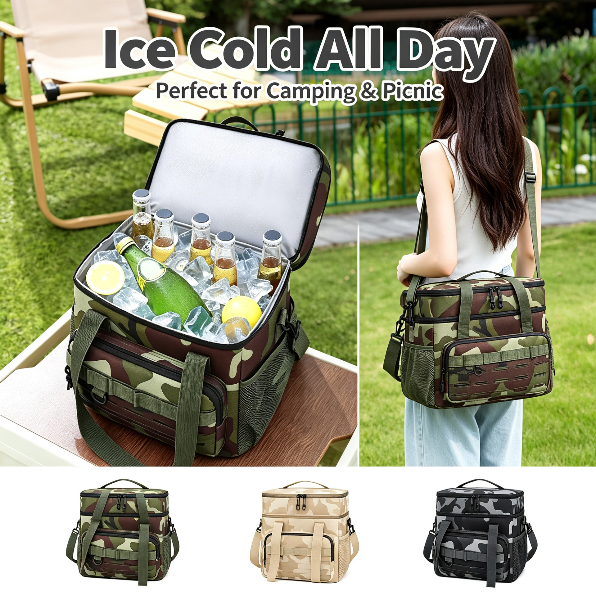 Bolsa de aislamiento de camuflaje de comercio exterior bolsa de picnic transfronteriza más gruesa bolsa de aislamiento portátil de gran capacidad de camping paquete de hielo de picnic