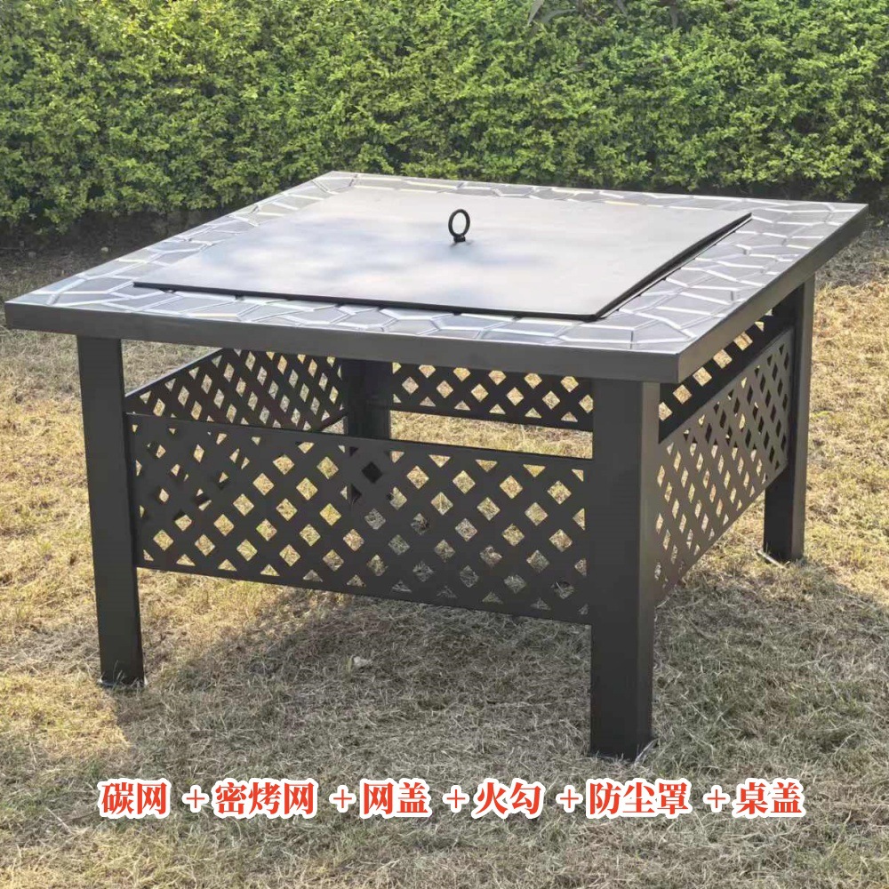 Horno de barbacoa de alto nivel de patio, mesa de barbacoa móvil, parrilla de barbacoa interior, horno de cocción de té, conjunto de horno de fuego doméstico