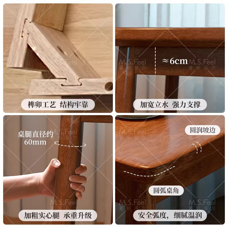 Mesa de comedor de madera sólida, estilo medieval, pequeña casa, mesa rectangular, mesa de comedor simple, mesa de comedor de sala de estar nórdica, combinación de sillas