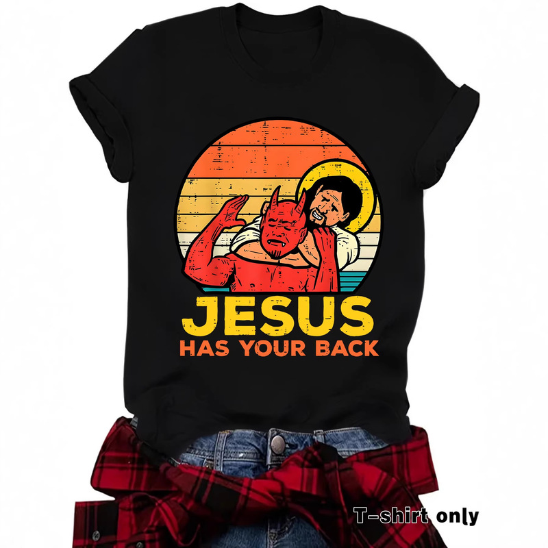 Short-Sleeved Women's T-Shirt with Monster Print, Summer New Fashion Ebay In-Stock Round-Neck T-Shirt, Casual Short-Sleeved