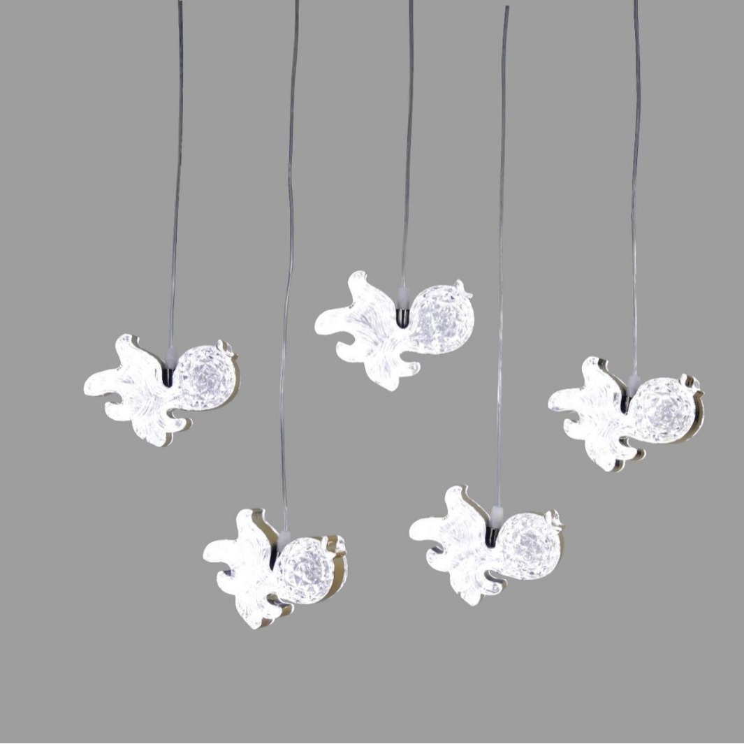 Colgante de cinco peces dorados lámpara de bodas hotel centro comercial ventanas de diseño de props decoración lámpara led luz LED