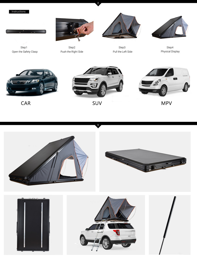 Camping Tent Triangular Tent Aluminum Alloy Hard Top Fully Automatic Outdoor Suv Rainproof Windproof Self-Driving Car Tent