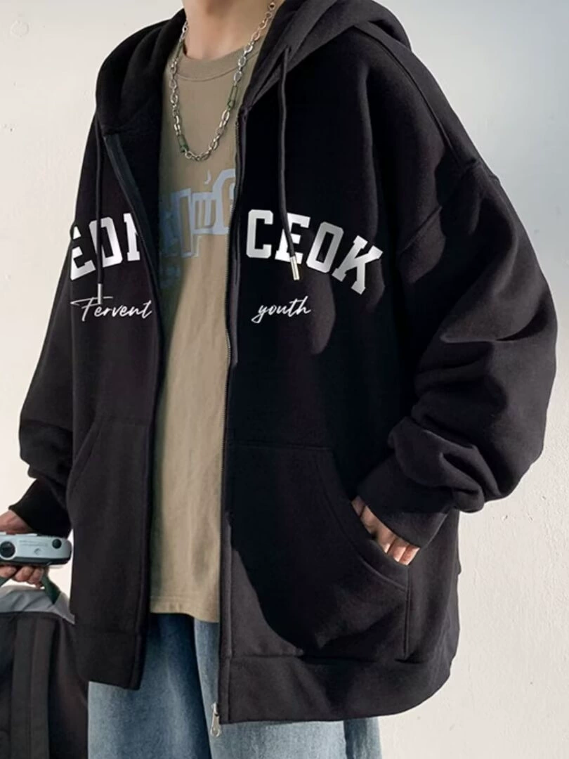 Autumn demi-season jacket, sports hoody, sweatshirt, American style
