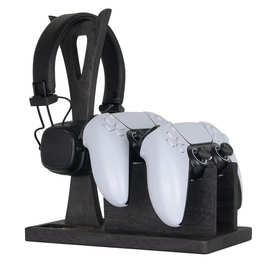 跨境木制支架桌面无线耳机游戏手柄收纳架头戴式耳机木质收纳支架