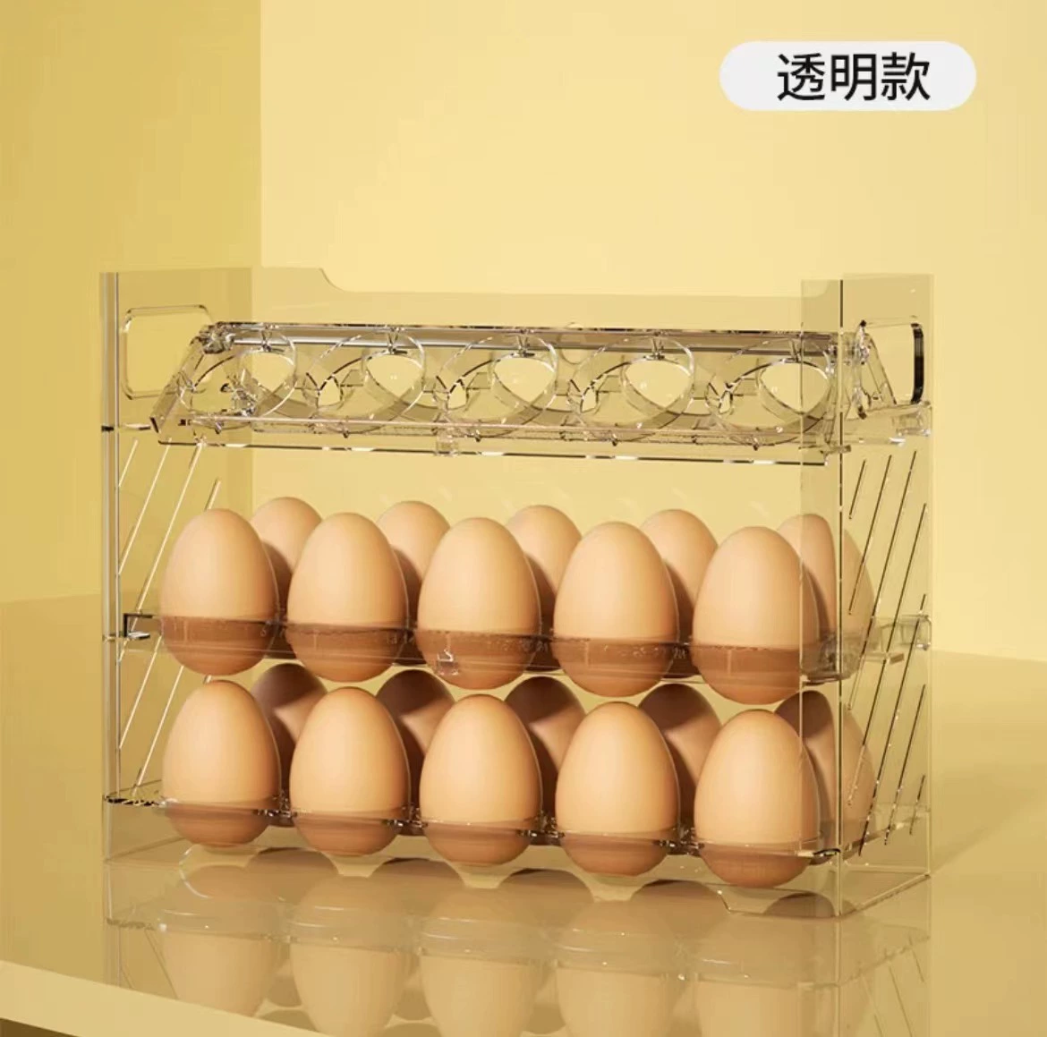 肯升 Patented Large Capacity Multi-Layer Egg Refrigerator Storage Box with Anti-Fall Support in Green, Transparent, or Orange