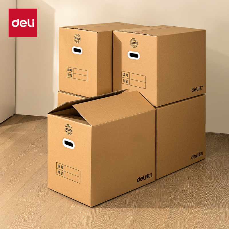 Cartón de transporte Deli / DeLi, caja de embalaje de cartón grueso de 5 capas, caja de embalaje de transporte con hebilla de plástico