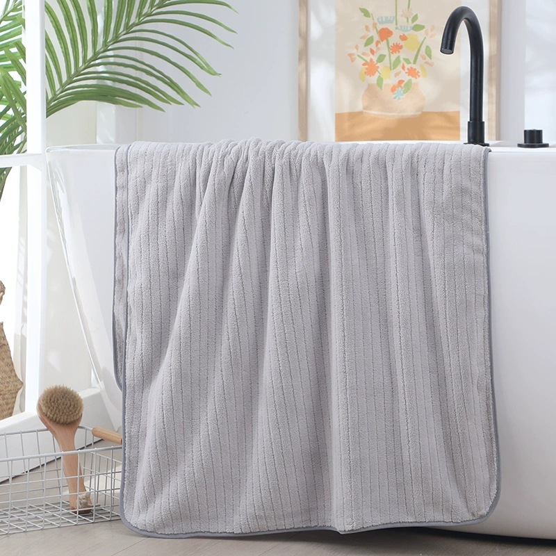 Toalla de baño absorbente extra grande casa de baños para adultos Toalla grande a rayas suave y cómoda Toalla de playa multicolor de terciopelo coral