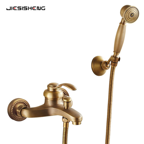 Antique all-copper simple shower set without top spray hand-held shower head home wall-mounted bathtub faucet