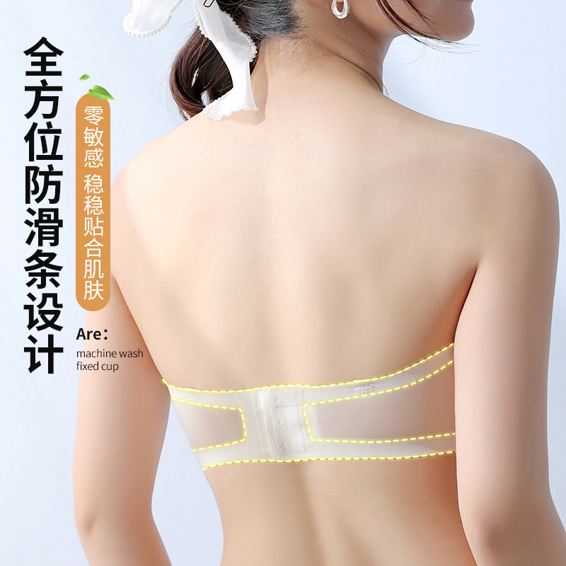Pecho pequeño de las mujeres de verano empuja hacia arriba sin costuras sujetador antideslizante sin tirantes tubo superior delgado transpirable sin costuras sujetador de las mujeres