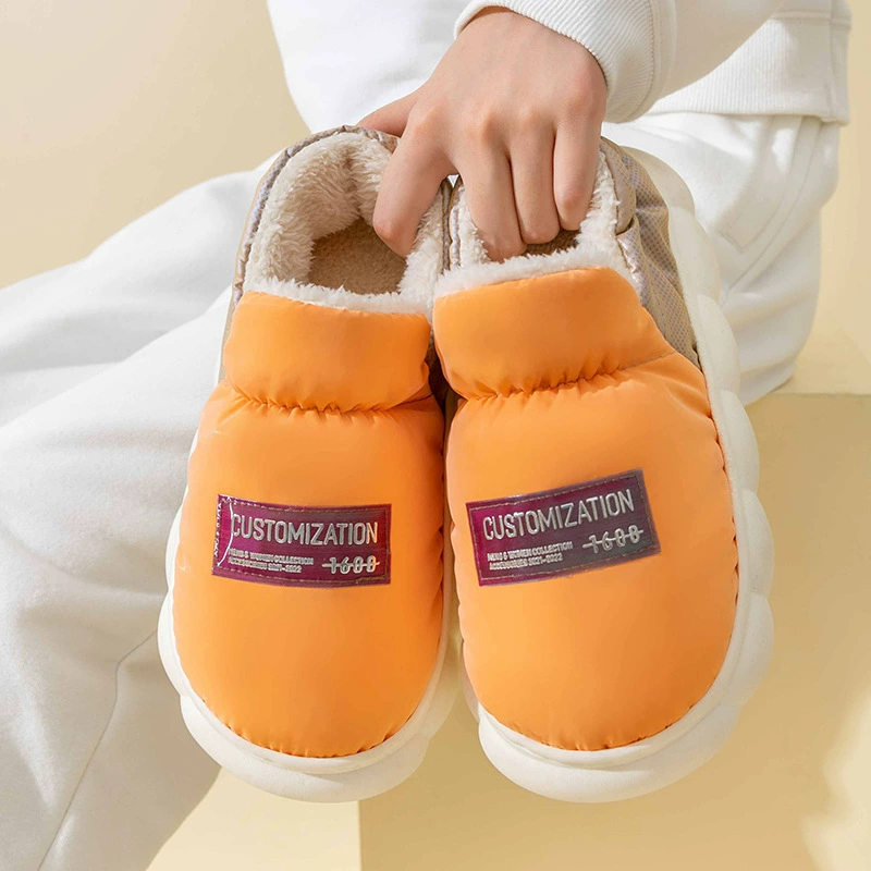 Хлопковые тапочки на каблуке, женские домашние плюшевые зимние теплые лунные туфли на толстой подошве, верхняя одежда, нескользящая мужская хлопковая обувь для пар