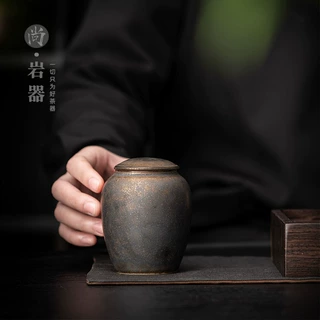中式粗陶茶叶罐复古陶瓷密封罐存茶罐普洱罐子功夫茶具小茶罐批发