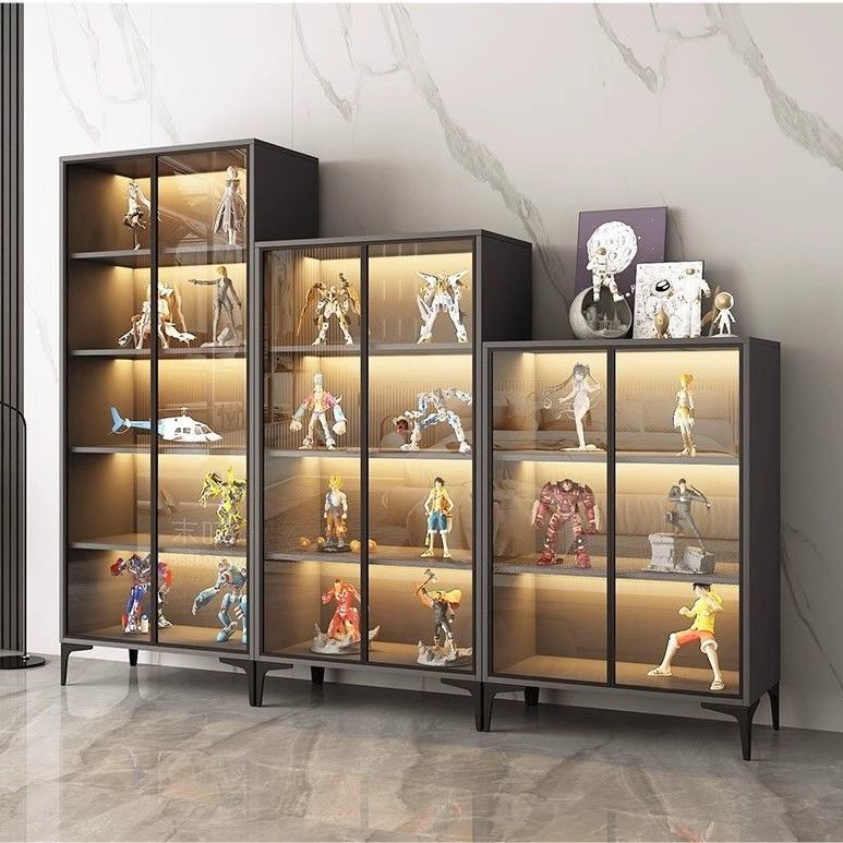 Hand-Made Solid Wood Display Cabinet Glass Door Wall Bookcase Wine Cabinet Home Integrated Living Room Bookshelf High-End Bookcase