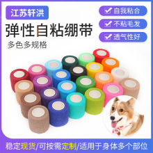 厂家批发无纺布彩色弹力自粘绷带手指绷带脚踝运动防护宠物绷带