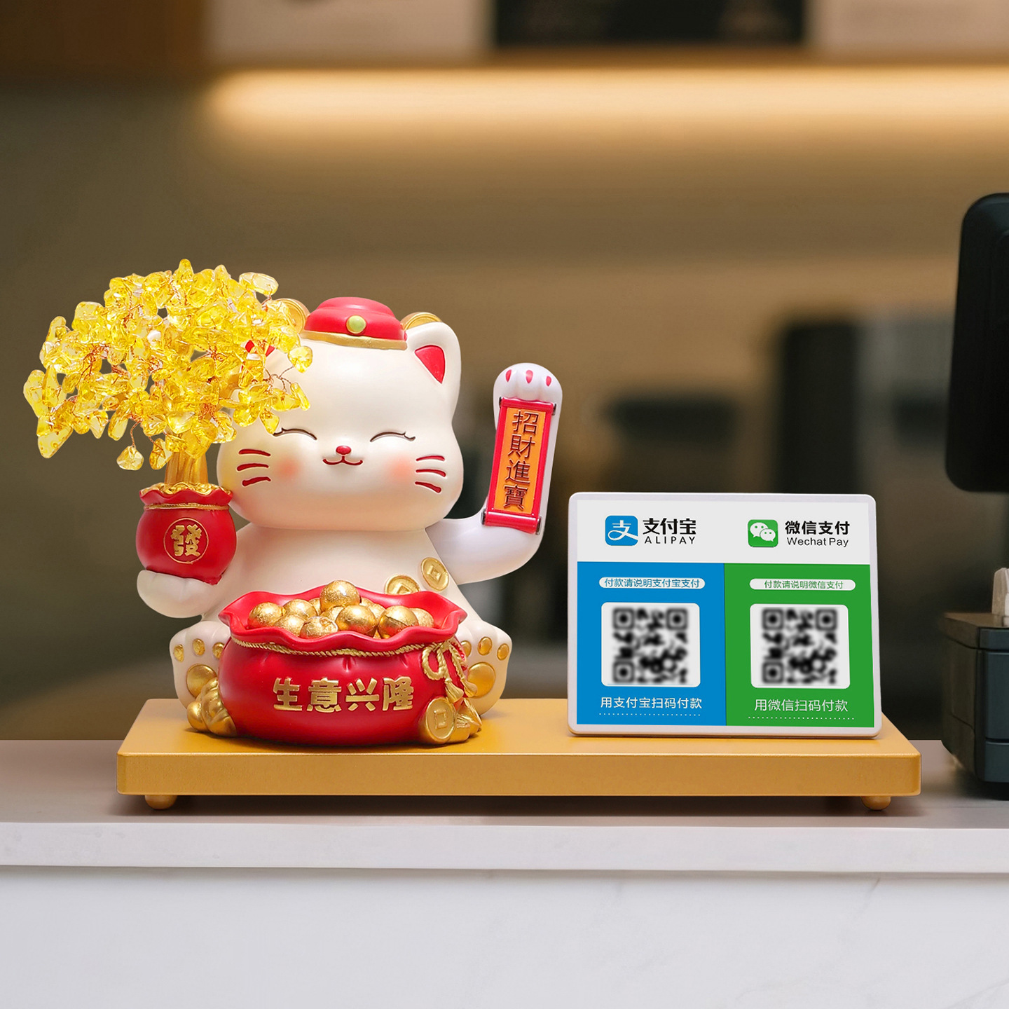 Money Tree Lucky Cat Ornaments Automatic Waving Hand Shop Cashier Front Desk Lucky Decorations New Store Opening Gifts