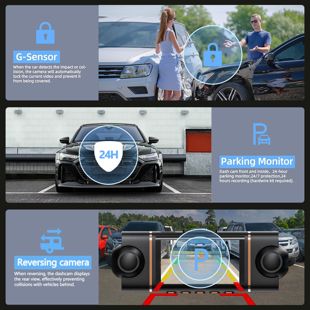 Cross-Border Hot Selling 1080P Four-Lens Driving Recorder, Four-Way Simultaneous Display and Recording, Wifi Infrared Night Vision Ultra-Thin Model