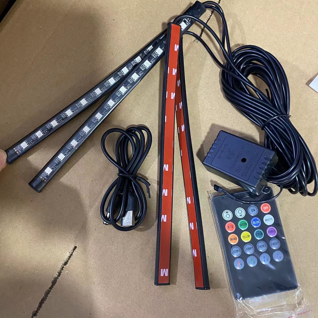 Cross-border Hot Sale Car Interior Atmosphere Light Car USB Colorful RGB Breathing Foot Led Music Rhythm Light 48 Light
