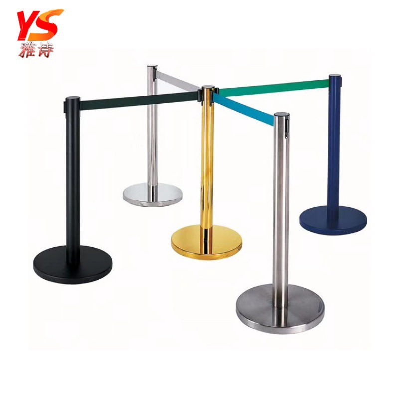 警示带式不锈钢伸缩隔离带护栏5米双层可移动反光围栏柱