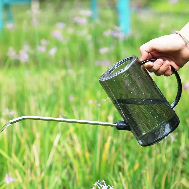 Пластиковая лейка с длинным носиком из нержавеющей стали для домашнего использования, лейка для цветов, лейка для удобрений, инструмент для полива горшечных растений, садовый инструмент.