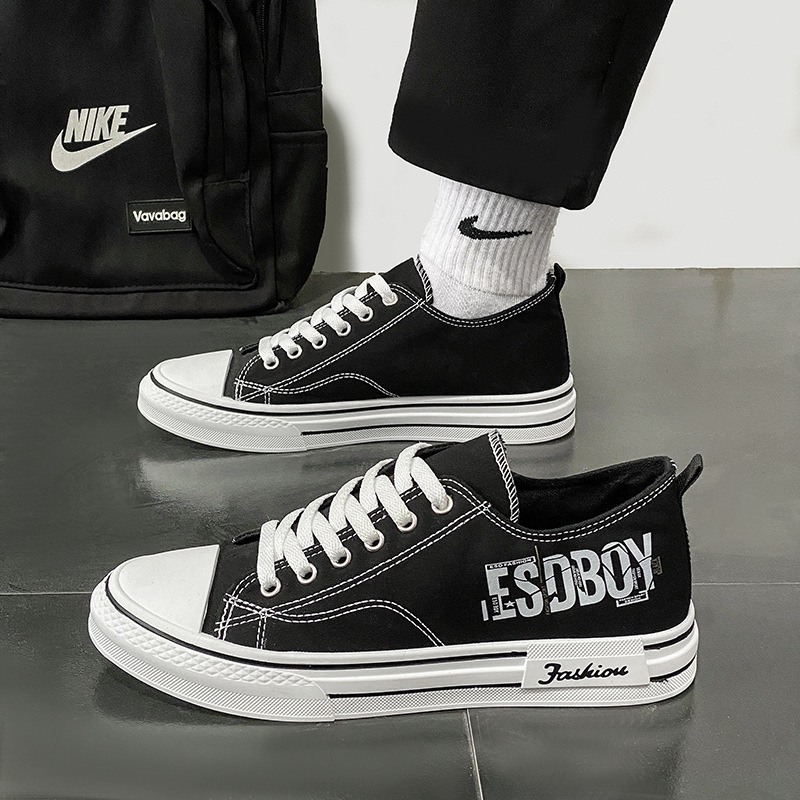 Zapatos de hombre 2024 tendencia nueva tendencia casual universal hombre bajo deportivo de suela gruesa zapatos de lona juvenil image 5