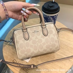 寇c家驰复古老花迷你波士顿女包时尚单肩斜挎手提枕头包春季新款