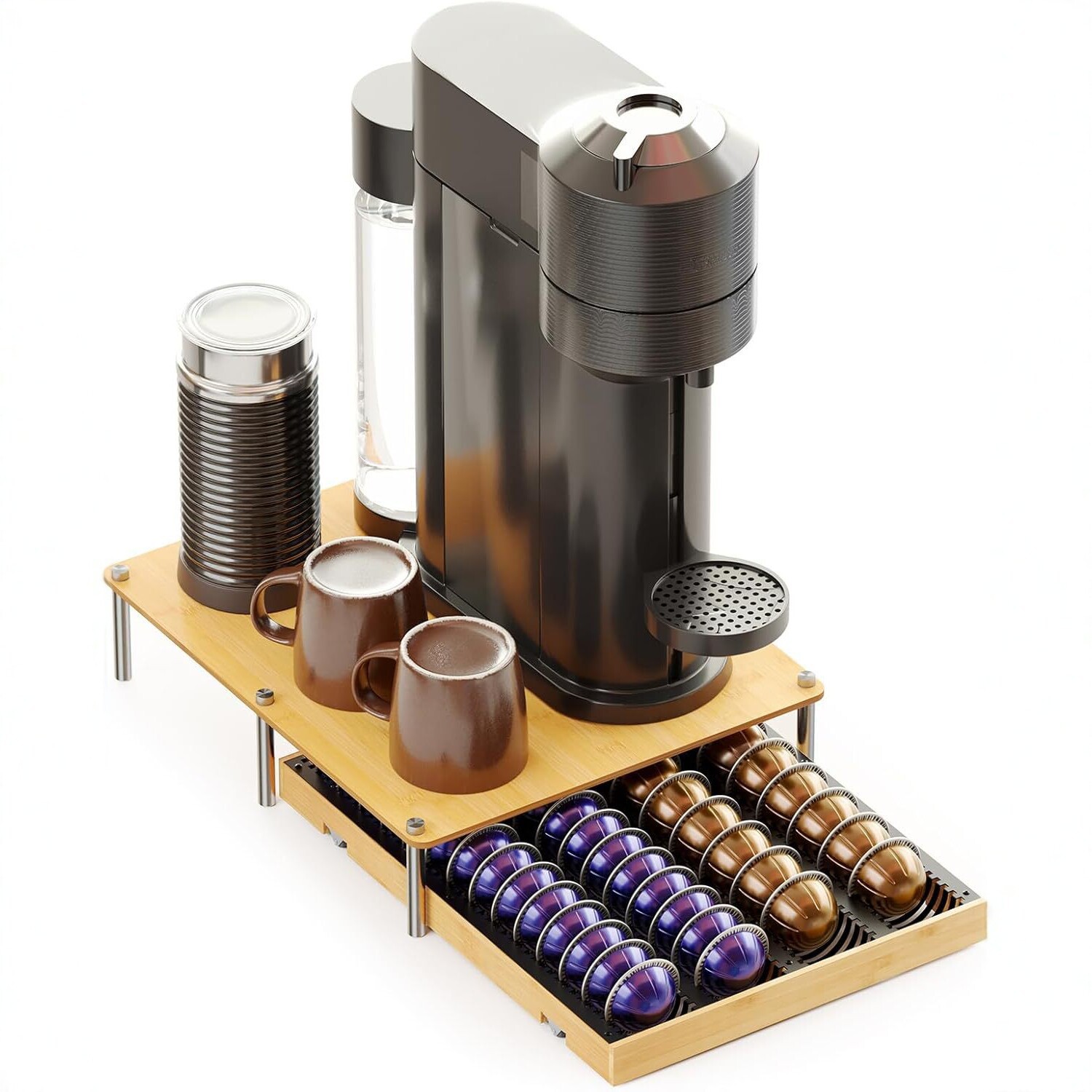 Máquina de café de madera sólida transfronteriza bandeja deslizante base rodante mezcladora bandeja de bambú aparato eléctrico de café tablero de verduras antideslizante