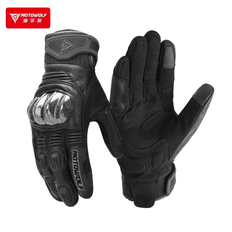 Motocicleta Riding anti-caída guantes de cuero de protección al aire libre pista de fibra de carbono mano Knight guantes de carreras de cuero de protección