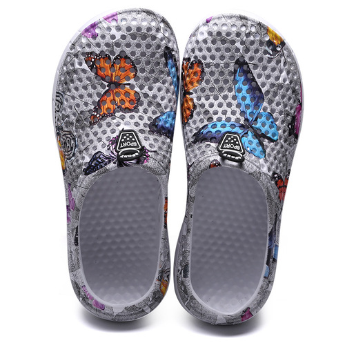 Women's Hole Shoes Butterfly Pattern Beach Slippers Outdoor Casual Versatile Breathable Comfortable Wearable Outdoors