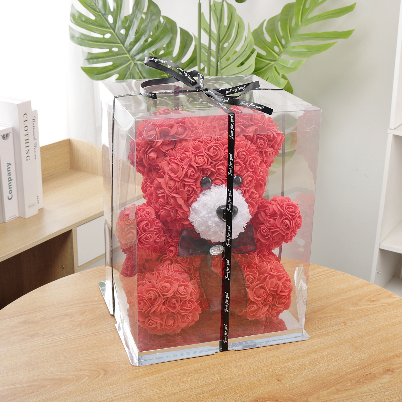 Flor preservada oso rosa 520 regalo del Día de San Valentín tienda de flores supermercado PE espuma flor abrazo oso rosa