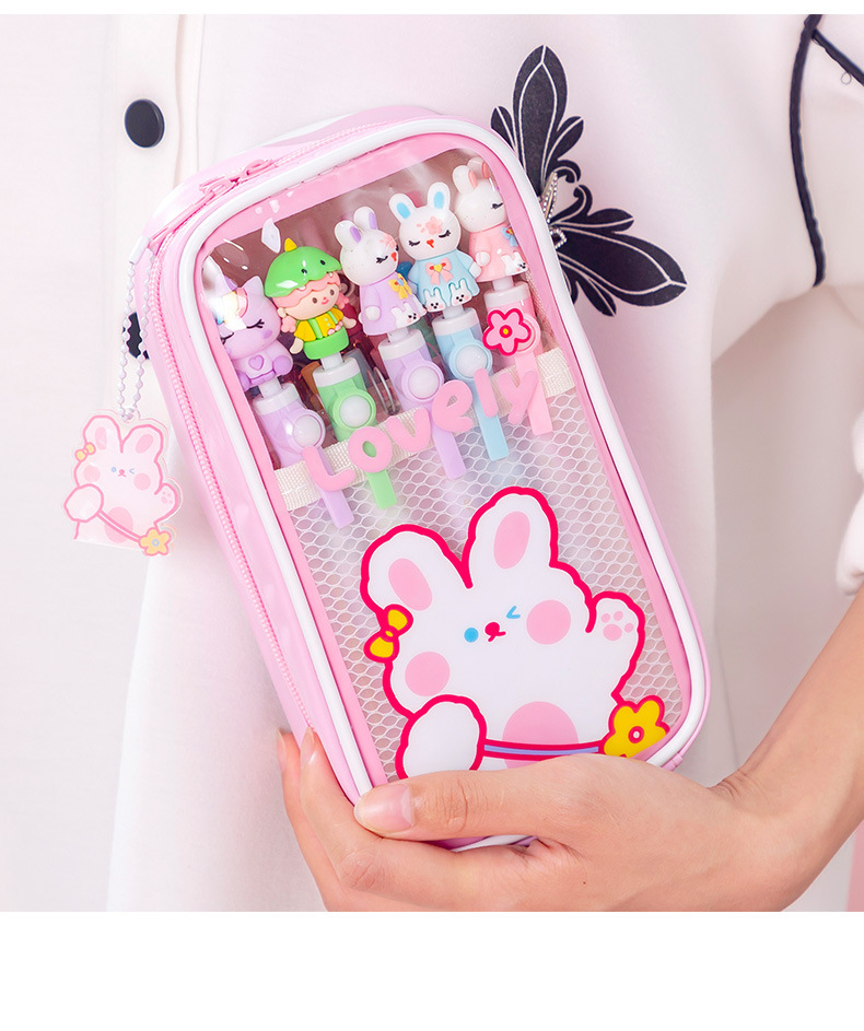 Rabbit Pu Class Learning School Cute Pencil Case display picture 8