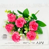 6 heads of peach fragrant roses with pink edges