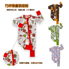 跨境定制竹纤维爬行服婴儿连体衣夏季包脚宝宝爬服可接外贸单