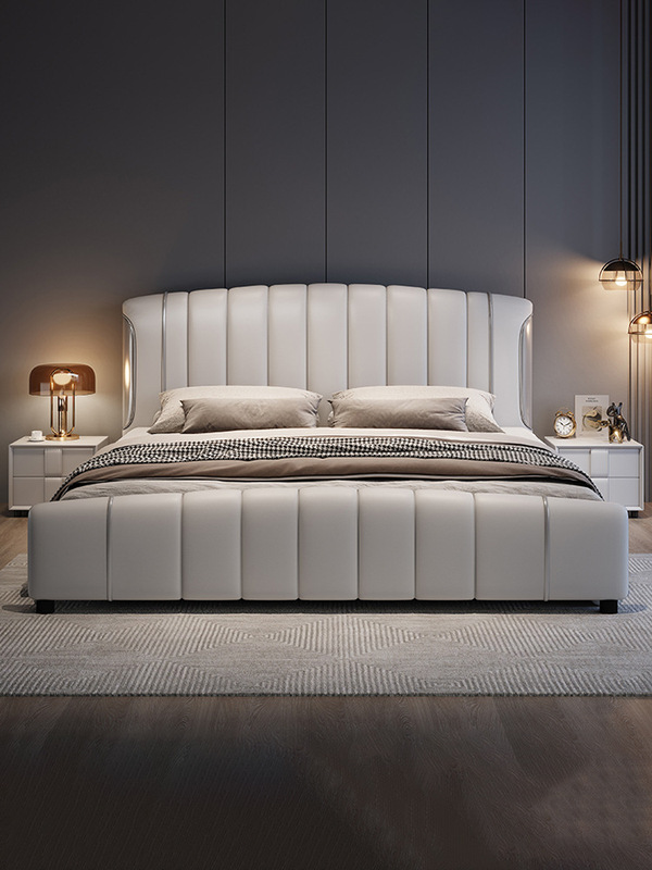Master Bedroom Large Bed 1.8m Double Bed 2025 New Model Guangdong Foshan Solid Wood Bed 1.5m Upholstered Leather Bed Master Bedroom Large Bed 1.8m Double Bed 2025 New Model Guangdong Foshan Solid Wood Bed 1.5m Upholstered Leather Bed