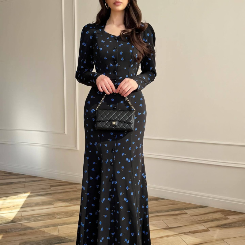 European and American Style French Polka Dot Dress 2026 Spring/Summer Fresh and Slim-Fit V-Neck Long-Sleeve Dress European and American Style French Polka Dot Dress 2026 Spring/Summer Fresh and Slim-Fit V-Neck Long-Sleeve Dress