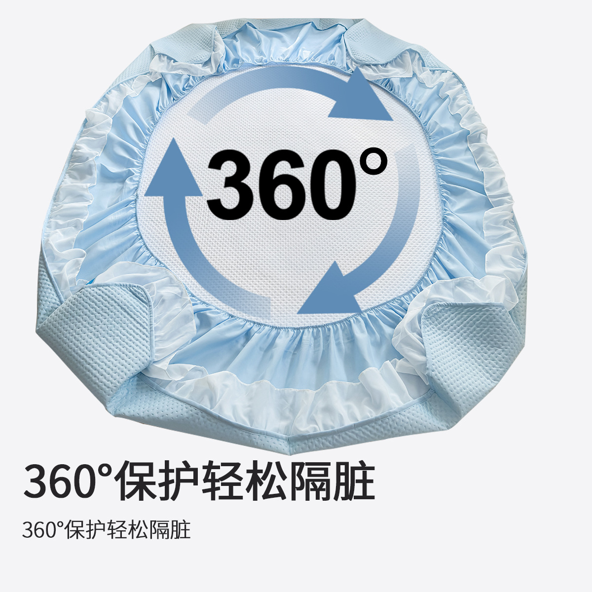 Un juego de tres piezas de sábana de seda de hielo de verano de clase, cubierta de cama de encaje de alfombra fresca, cubierta protectora de colchón con todo incluido