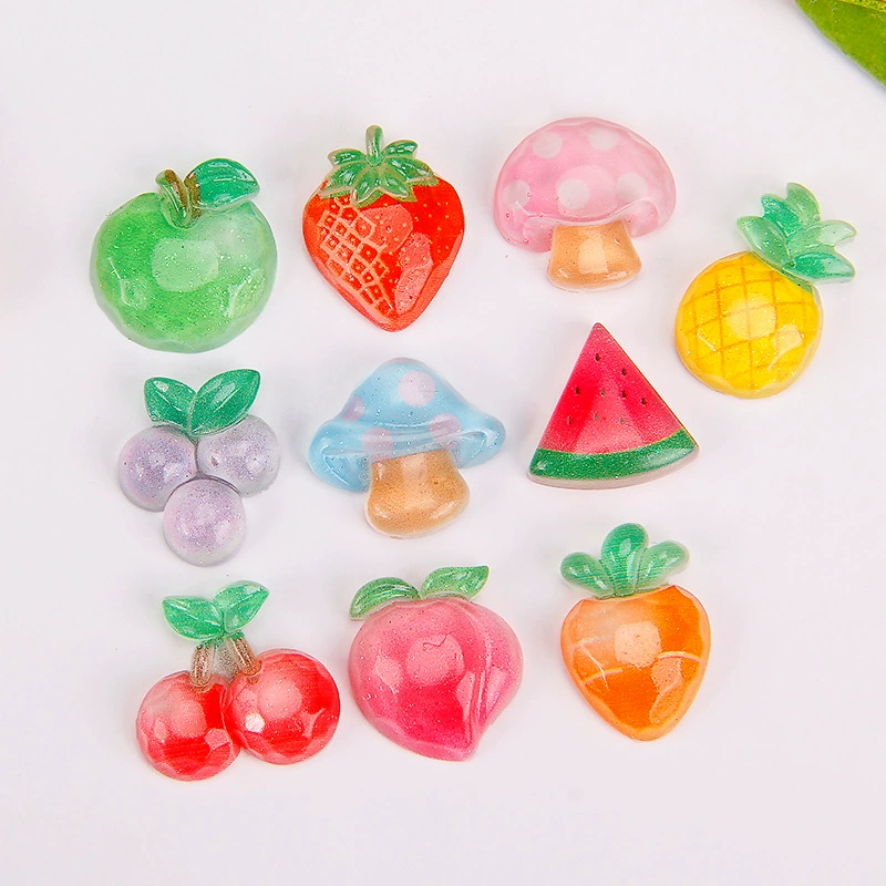 Клей-смола для рукоделия, аксессуары для украшений, чехлы для телефонов, магниты на холодильник, украшения для головы, граненые прозрачные наклейки с фруктами