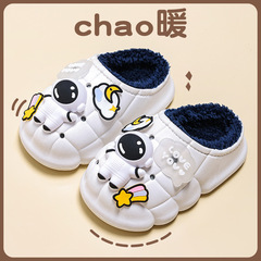 Children's cotton slippers for boys and girls in winter for infants and toddlers indoor home baby non-slip furry bag and cotton shoes for winter