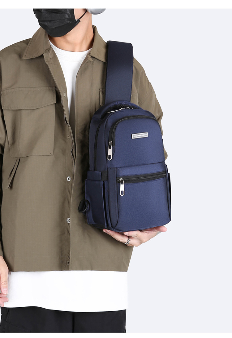 Men's chest bag, cross-border water-resistant crossbody bag, trendy casual single-shoulder backpack, USB rechargeable multi-functional men's bag undefined