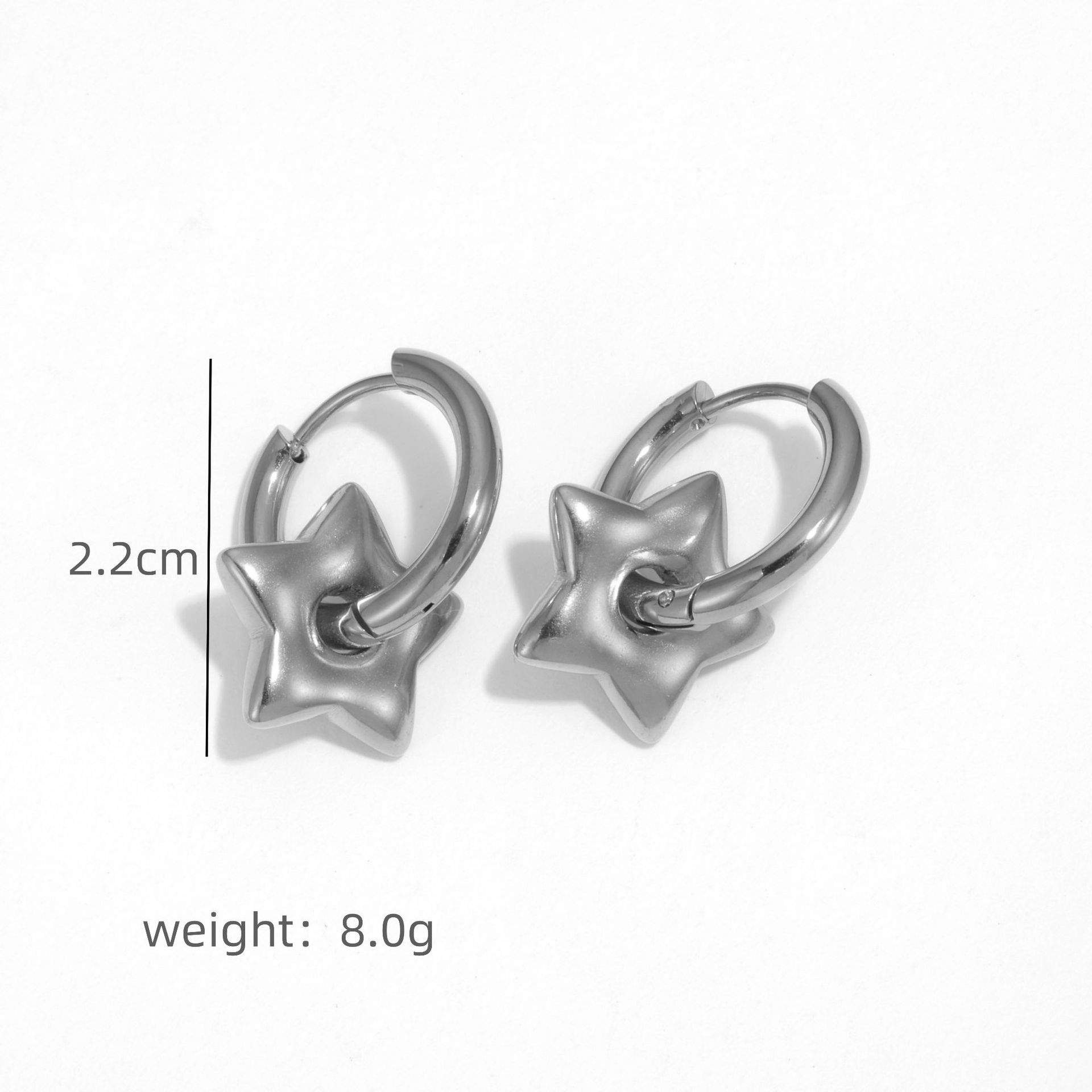 11g Weight 304 Stainless Steel Ear Needle Material Drop Earrings Classification 1 Pair Quantity Holiday, Daily Occasion 304 Stainless Steel Material Star, Heart Shape Pattern Women's Gender Plating Design Basic, Modern Style, Classic Style Style 1 Pair Basic Modern Style Classic Style Star Heart Shape Plating 304 Stainless Steel Drop Earrings 9