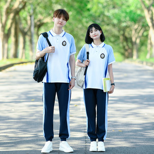 Class Clothes Junior High School Students College Style Summer Short-sleeved T-shirt suit High School Students Primary School Sports Graduation Photo School Uniform